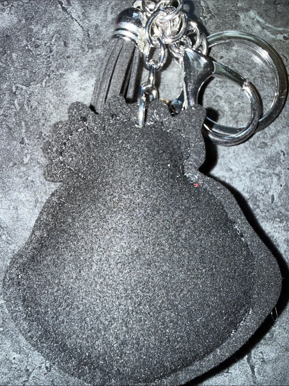 Crystal Smiley Face Keychain in Silver with Blue and Red Accents